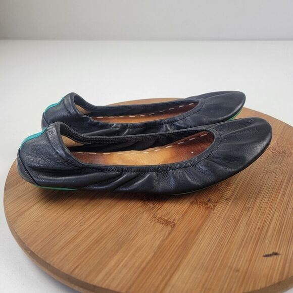 Tieks By Gavrieli Women's Ballet Flats Size 7 Leather Slip On Black And Green - Picture 7 of 14